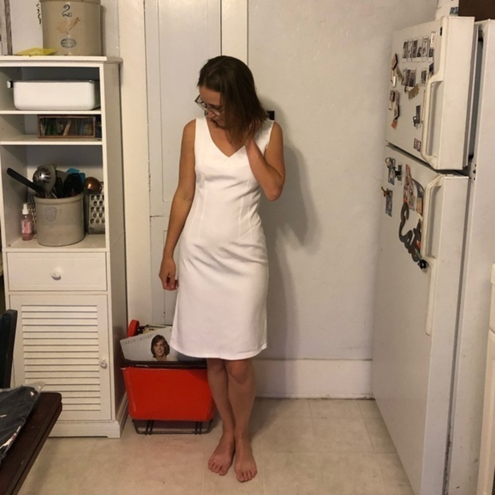Vintage Mime Midi Fitted Sheath Dress
